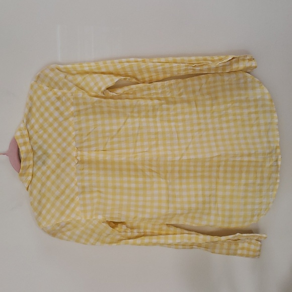 J Crew classic yellow check gingham airy, lightweight long sleeve button up. - Picture 7 of 7